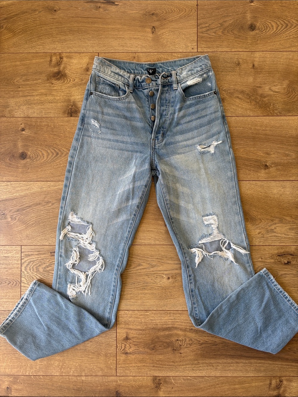 Windsor Light Blue Distressed Baggy Straight Denim Jeans
